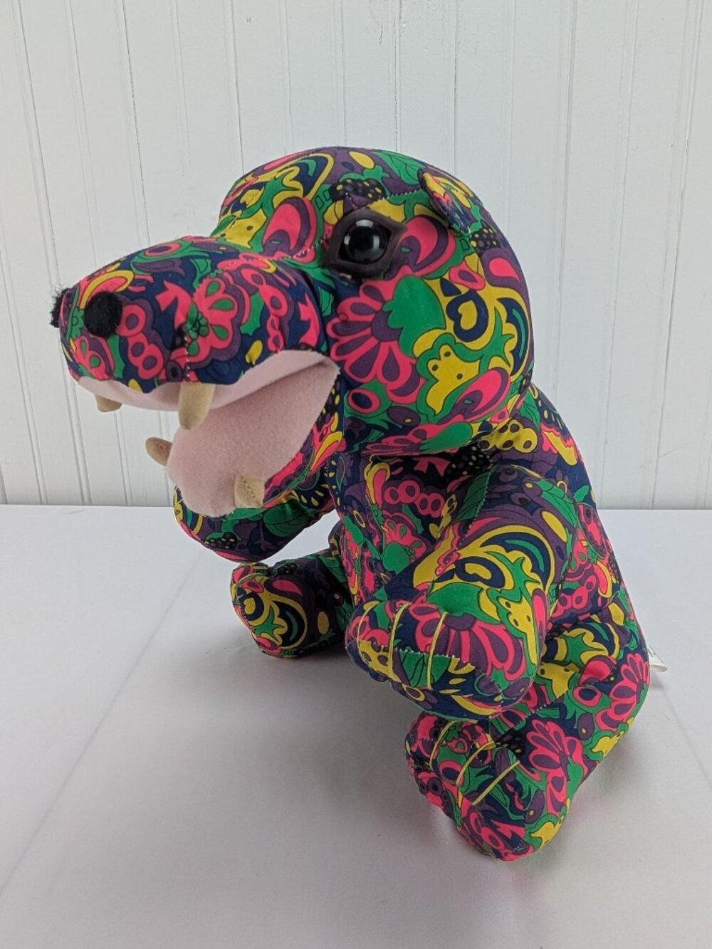 Sugar Loaf Psychedelic Paisley Hippo Plush 11" Stuffed Animal Neon Vintage 90's